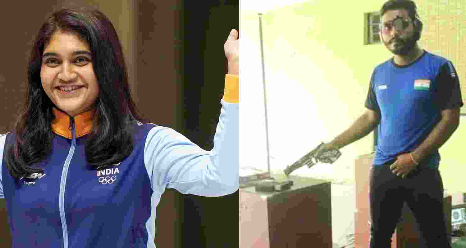 Esha Singh topped the women's 25m pistol qualification while Bhavesh Shekhawat led the men's 25m rapid-fire pistol charts on day one of the Olympic Selection Trials on Friday. Esha Singh topped the women's 25m pistol qualification while Bhavesh Shekhawat led the men's 25m rapid-fire pistol charts on day one of the Olympic Selection Trials on Friday.