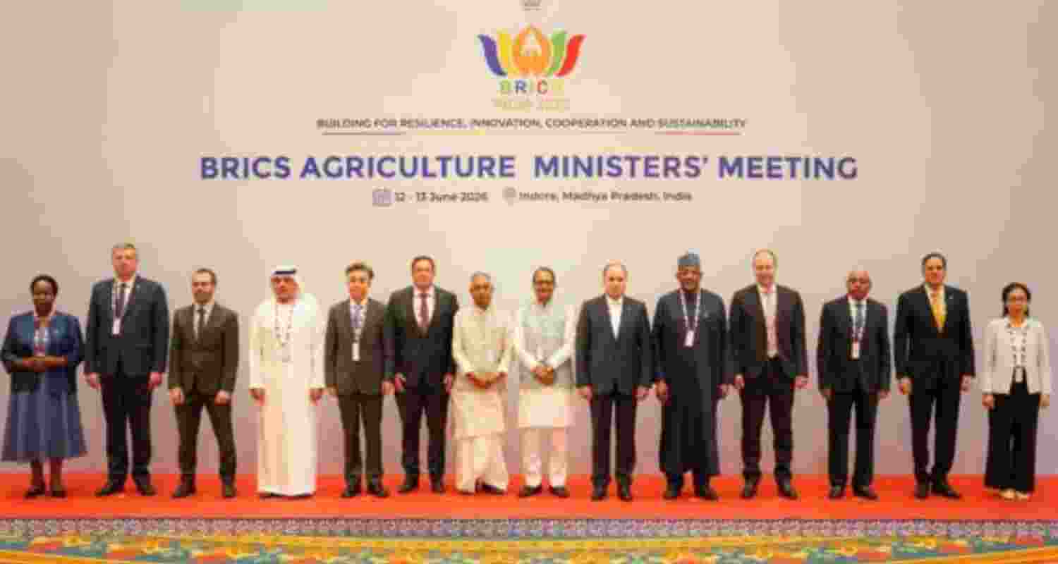 Delegates posing for a photograph at the BRICS Agriculture Ministers' Meeting in New Delhi on Friday. Delegates posing for a photograph at the BRICS Agriculture Ministers' Meeting in New Delhi on Friday.