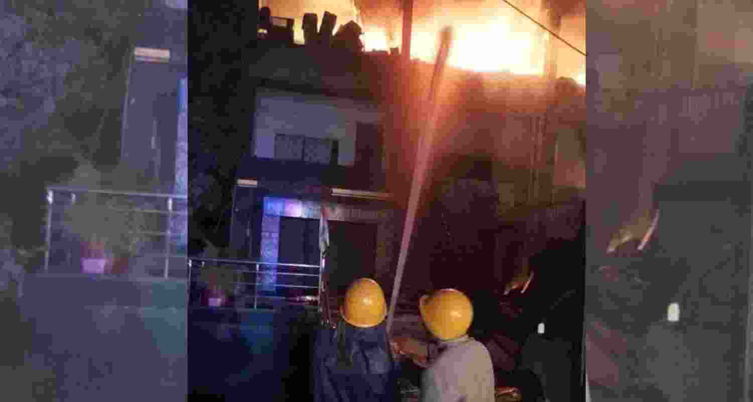 Firefighters douse flames at ADC’s residence on Friday.. Firefighters douse flames at ADC’s residence on Friday..