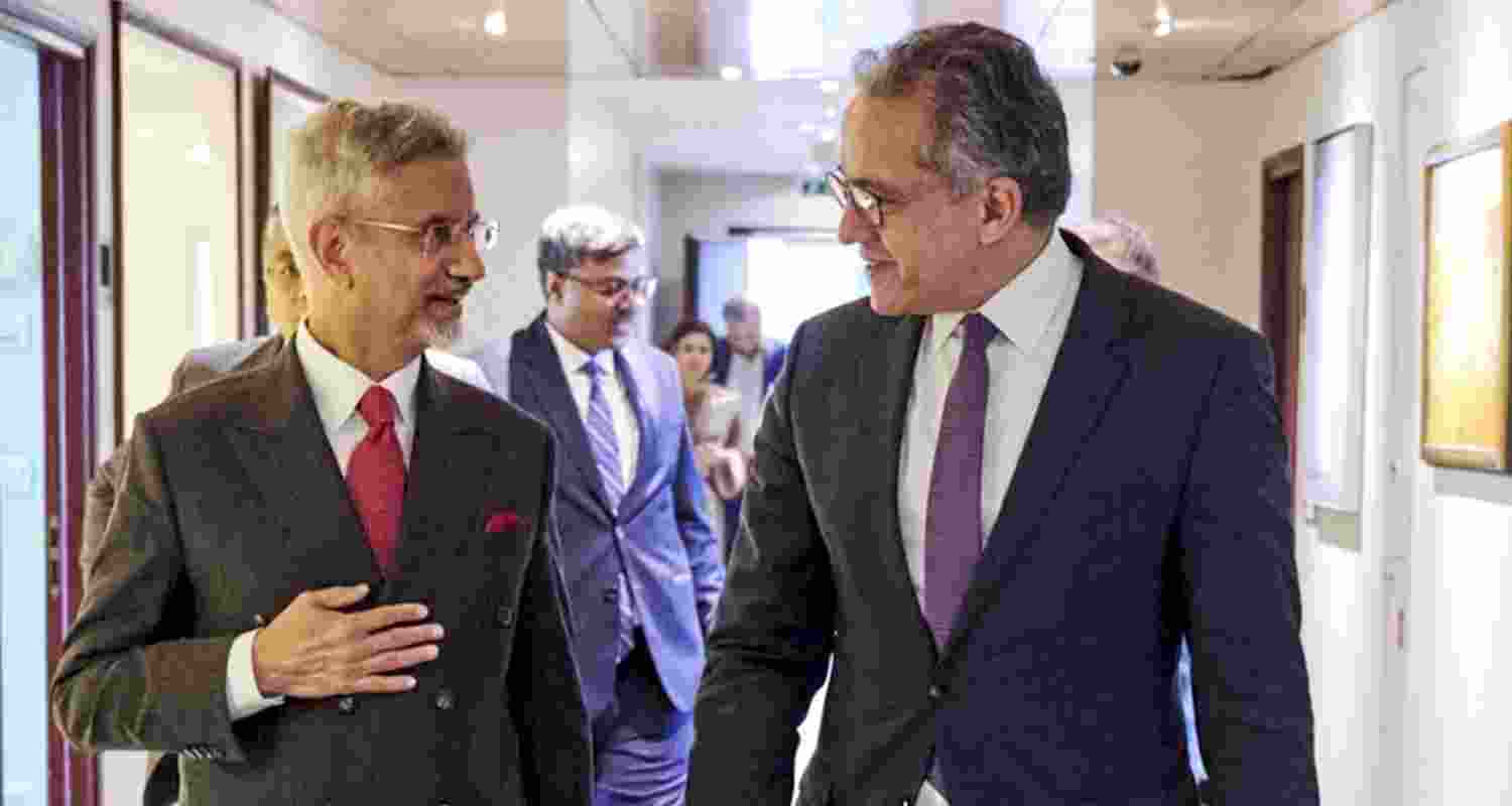 Earlier on Thursday, the EAM had met French President, Emmanuel Macron, to talk about the global shifts happening in trade and energy Earlier on Thursday, the EAM had met French President, Emmanuel Macron, to talk about the global shifts happening in trade and energy