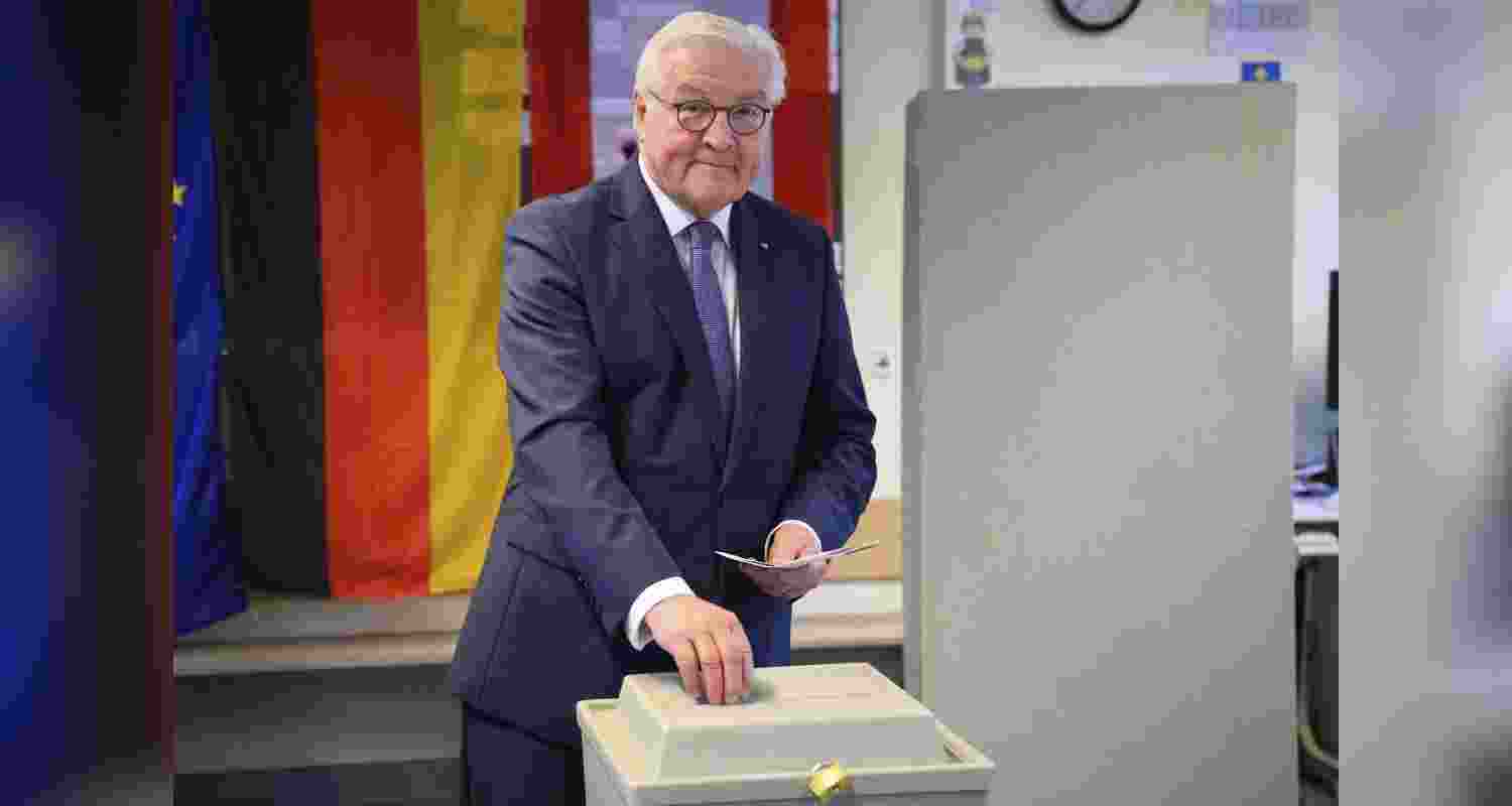 German President Frank-Walter Steinmeier casts his vote at a polling station in Berlin, Germany, Sunday. German President Frank-Walter Steinmeier casts his vote at a polling station in Berlin, Germany, Sunday.