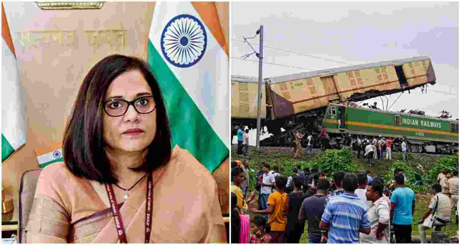 Chairperson of the Railway Board, Jaya Varma Sinha (L). Rescue work underway after a collision between the Kanchanjungha Express and a goods train, near Rangapani railway station, on Monday, June 17, 2024. At least 15 people were killed and 60 others suffered injuries, according to officials (R). Chairperson of the Railway Board, Jaya Varma Sinha (L). Rescue work underway after a collision between the Kanchanjungha Express and a goods train, near Rangapani railway station, on Monday, June 17, 2024. At least 15 people were killed and 60 others suffered injuries, according to officials (R).