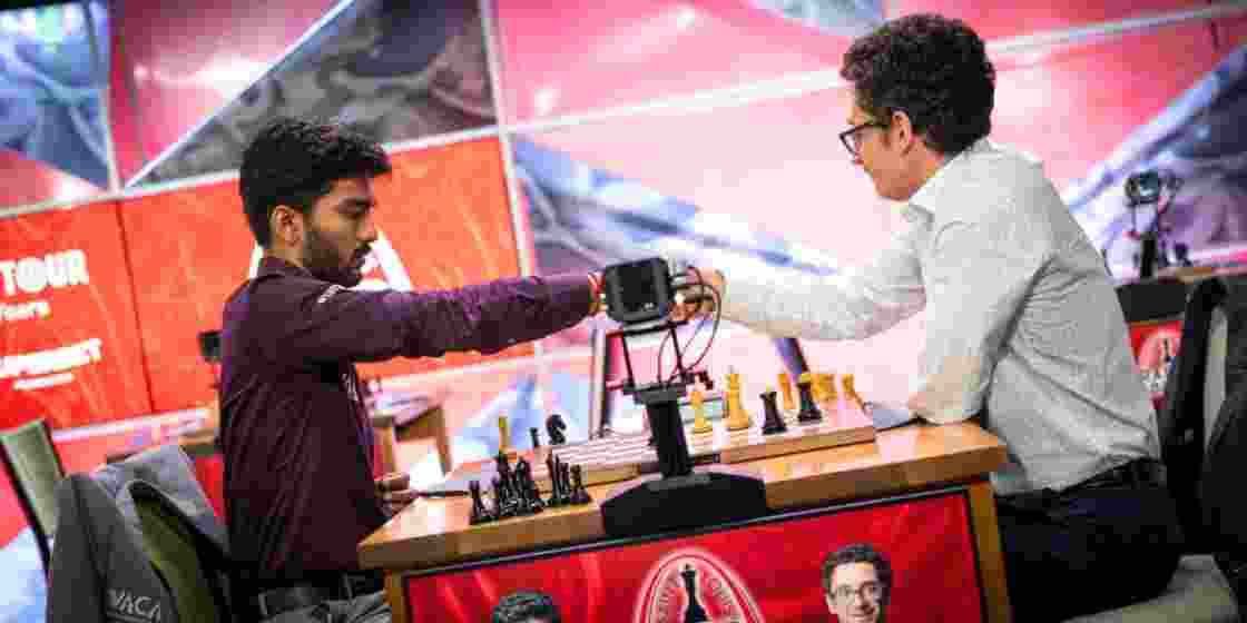 D Gukesh in action. D Gukesh in action.