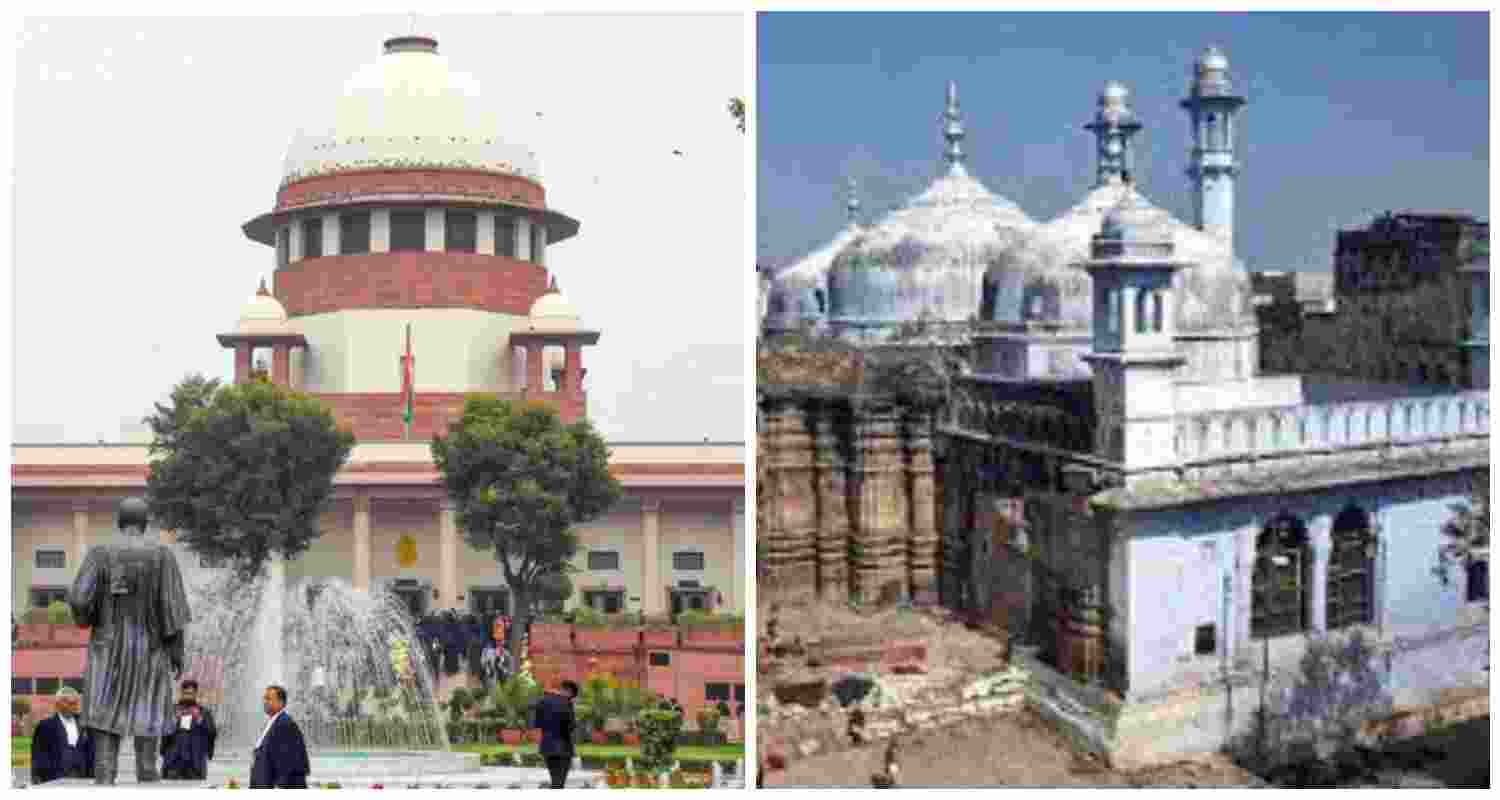 The Supreme Court of India has asked the Gyanvapi mosque management to respond to a petition seeking an ASI survey in the area where a disputed "shivling" was reportedly found in May 2022.
The Supreme Court of India has asked the Gyanvapi mosque management to respond to a petition seeking an ASI survey in the area where a disputed "shivling" was reportedly found in May 2022.