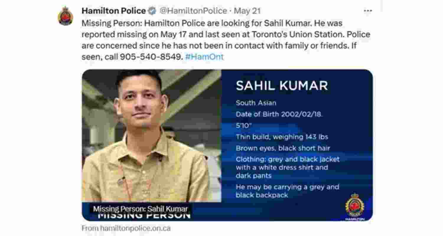 Hamilton Police have issued a missing person alert for Sahil Kumar, who has been untraceable since May 17. Hamilton Police have issued a missing person alert for Sahil Kumar, who has been untraceable since May 17.