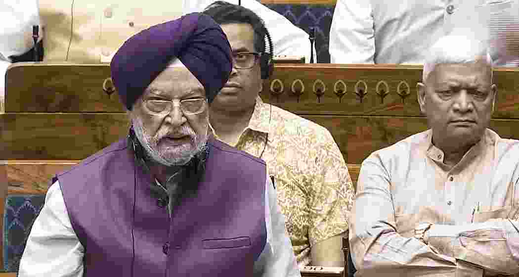 Minister for Petroleum and Natural Gas Hardeep Singh Puri speaks in the Lok Sabha during the second part of Budget session of Parliament, in New Delhi on Thursday. Minister for Petroleum and Natural Gas Hardeep Singh Puri speaks in the Lok Sabha during the second part of Budget session of Parliament, in New Delhi on Thursday.