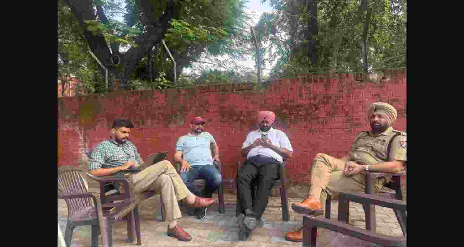 Heavy Punjab Police deployment outside Chandigarh’s Sector 3 station. Heavy Punjab Police deployment outside Chandigarh’s Sector 3 station.
