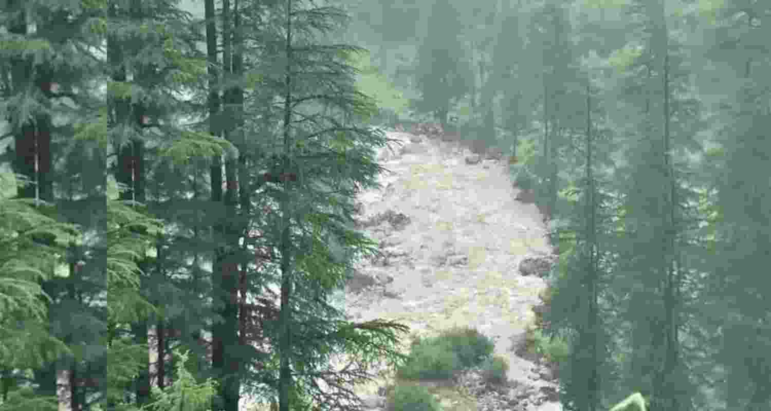 A swollen stream cuts through a village in Doda district following heavy rainfall, underscoring the growing vulnerability of the region to extreme weather. A swollen stream cuts through a village in Doda district following heavy rainfall, underscoring the growing vulnerability of the region to extreme weather.