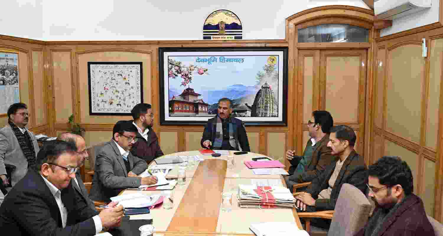 Himachal Pradesh Chief Minister Thakur Sukhvinder Singh Sukhu during a high-level review meeting of various tourism development initiatives on Monday . Himachal Pradesh Chief Minister Thakur Sukhvinder Singh Sukhu during a high-level review meeting of various tourism development initiatives on Monday .