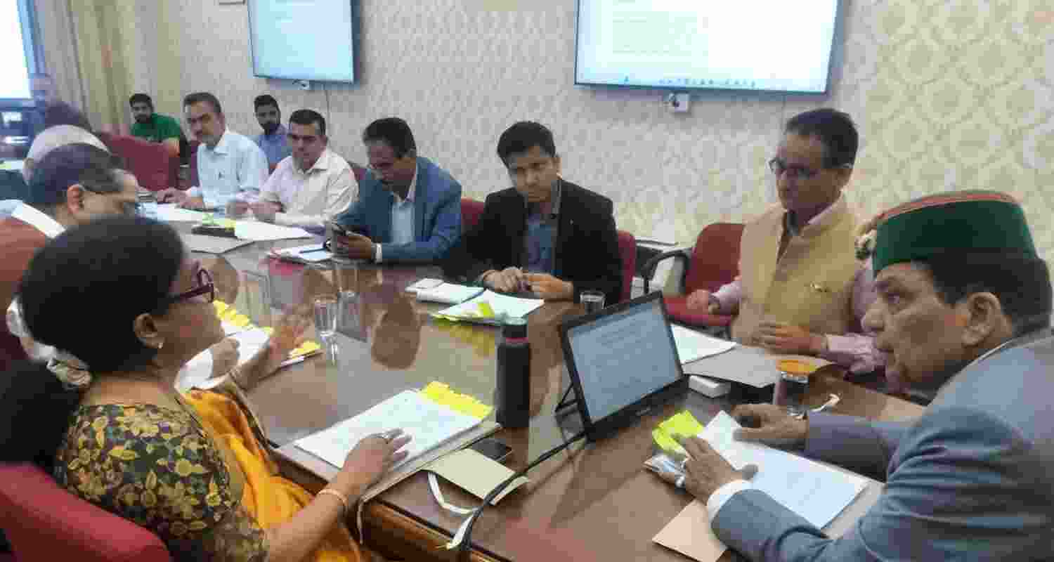 Himachal Pradesh Health Minister Dr (Col.) Dhani Ram Shandil during a Special High Power Purchase Committee meeting in Shimla on Thursday. Himachal Pradesh Health Minister Dr (Col.) Dhani Ram Shandil during a Special High Power Purchase Committee meeting in Shimla on Thursday.
