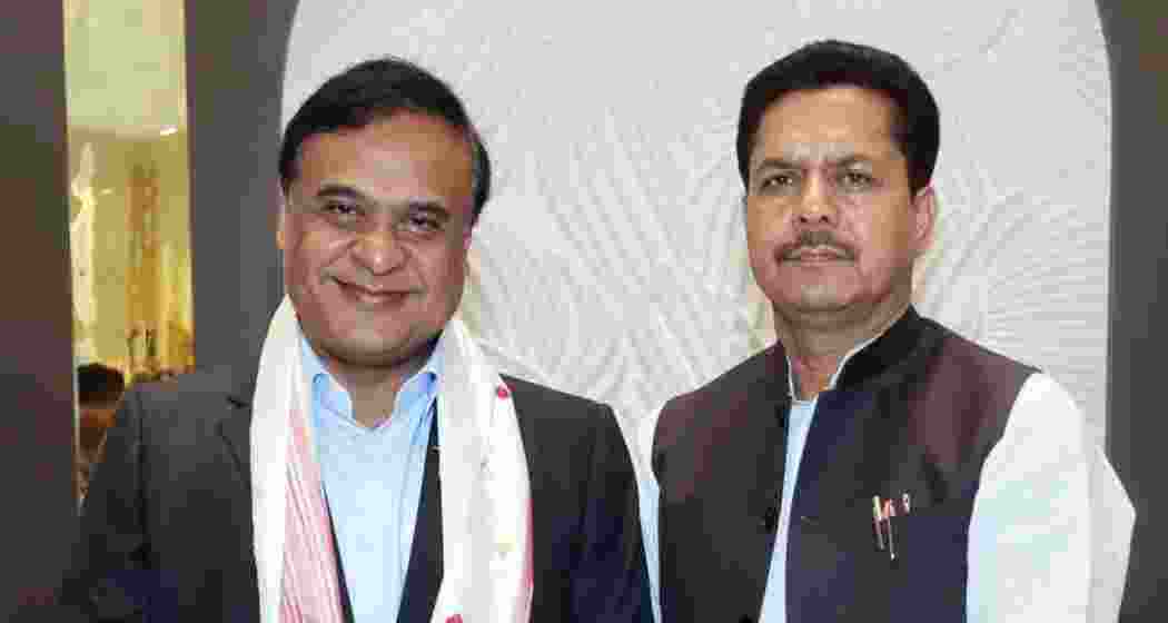 Assam CM Himanta Biswa Sarma with Bhupen Borah. Assam CM Himanta Biswa Sarma with Bhupen Borah.