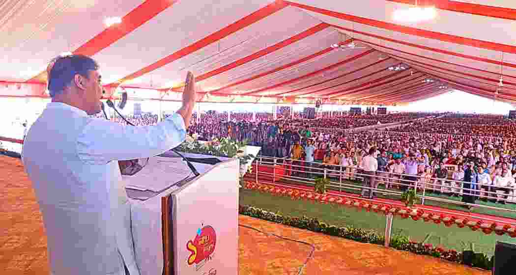 Assam Chief Minister Himanta Biswa Sarma addressing a crowd. File photo. Assam Chief Minister Himanta Biswa Sarma addressing a crowd. File photo.