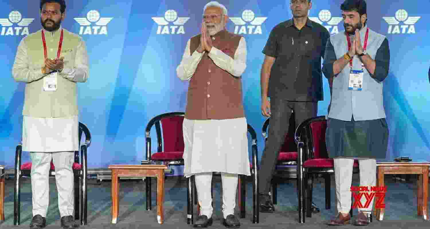 Prime Minister Narendra Modi at the annual general meeting of the International Air Transport Association in New Delhi on Monday. Prime Minister Narendra Modi at the annual general meeting of the International Air Transport Association in New Delhi on Monday.