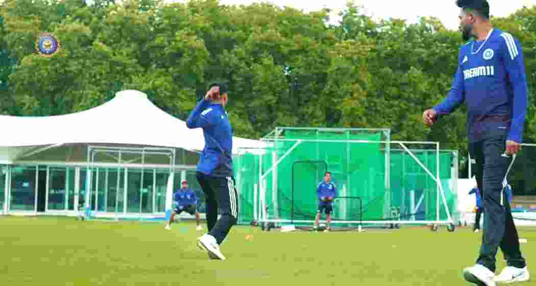 A screengrab from a BCCI video shows Shubman Gill and Mohammed Siraj training under the watchful eye of head coach Gautam Gambhir during India’s preparatory session at Lord’s. A screengrab from a BCCI video shows Shubman Gill and Mohammed Siraj training under the watchful eye of head coach Gautam Gambhir during India’s preparatory session at Lord’s.
