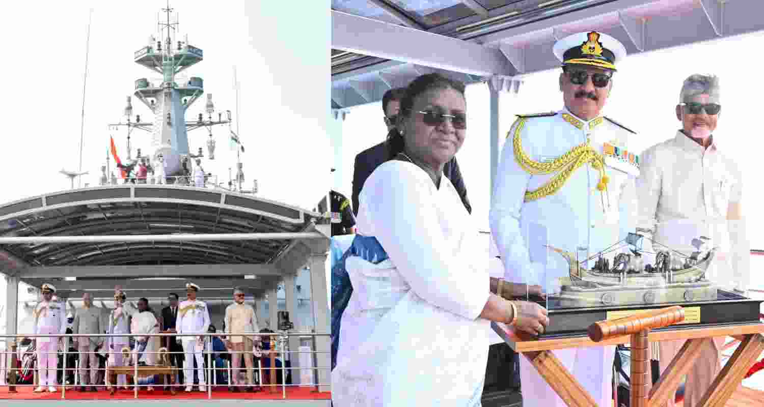 President Droupadi Murmu says Indian Navy safeguards maritime interests at International Fleet Review off Visakhapatnam coast. President Droupadi Murmu says Indian Navy safeguards maritime interests at International Fleet Review off Visakhapatnam coast.