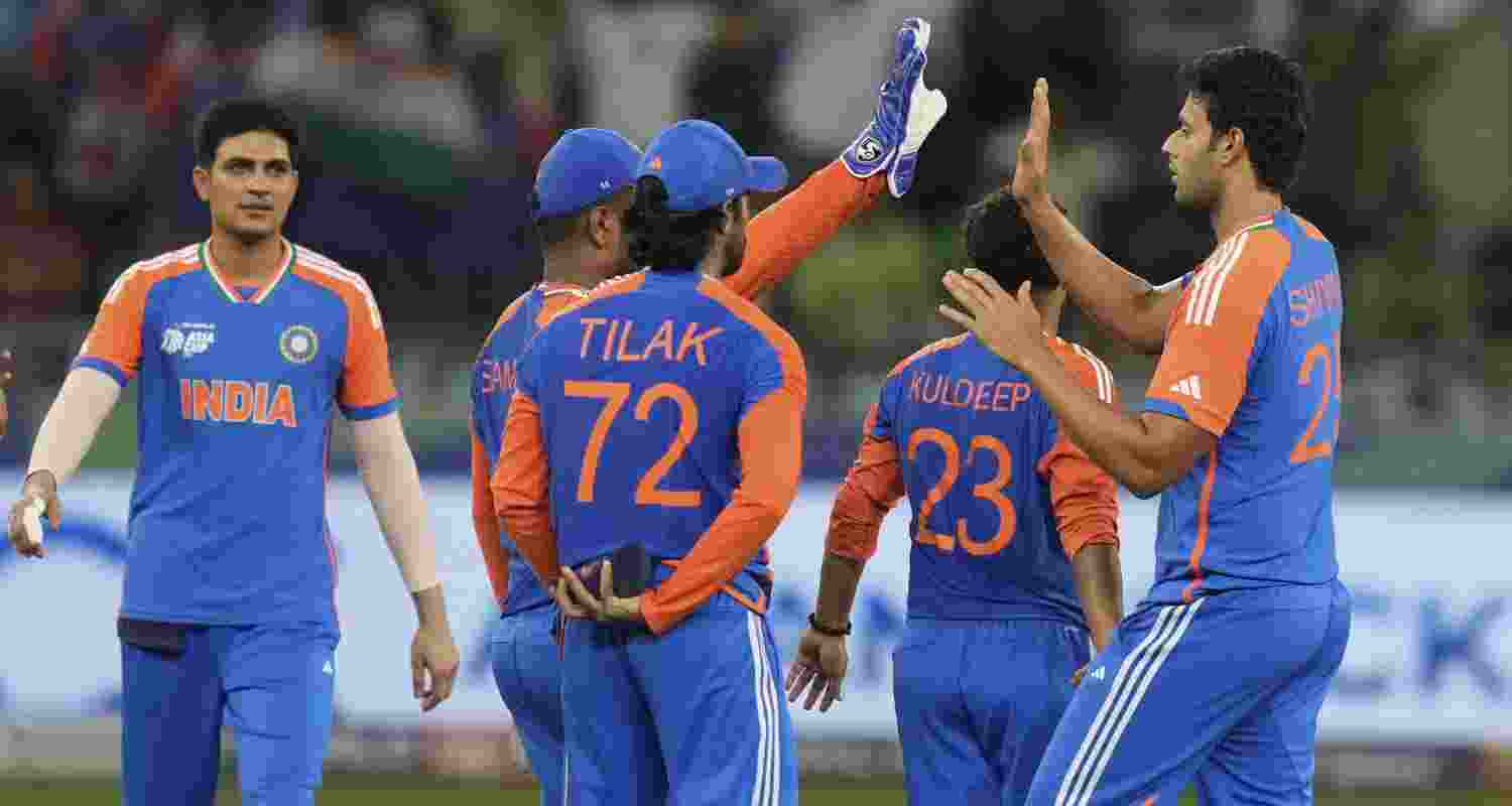India's Shivam Dube, right, celebrates with teammates the wicket of Pakistan's Saim Ayub during the Asia Cup cricket match between India and Pakistan at Dubai International Cricket Stadium in Dubai, United Arab Emirates, on Sunday, September 21. India's Shivam Dube, right, celebrates with teammates the wicket of Pakistan's Saim Ayub during the Asia Cup cricket match between India and Pakistan at Dubai International Cricket Stadium in Dubai, United Arab Emirates, on Sunday, September 21.