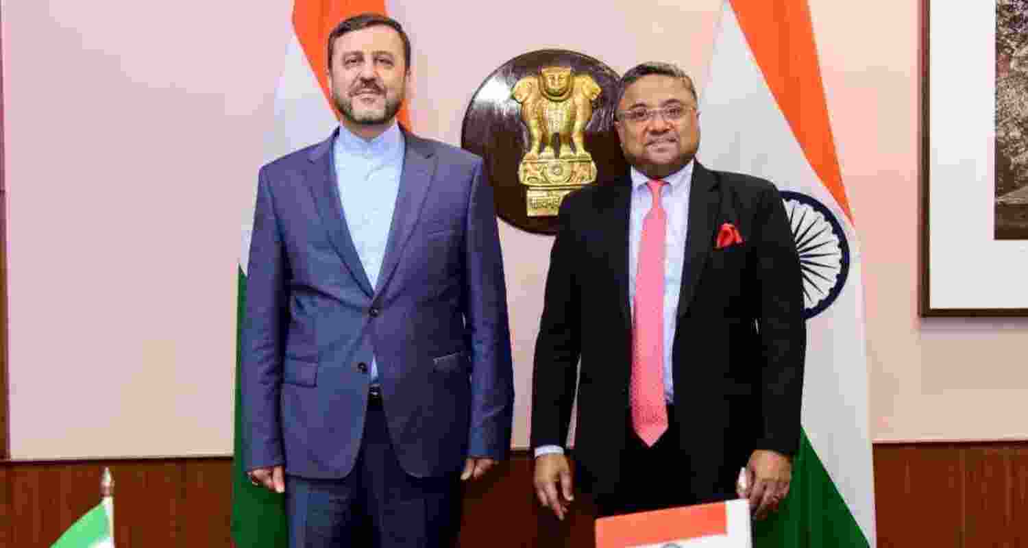 MEA Secretary Sibi George met Iran’s Deputy FM Kazem Gharibabadi ahead of the BRICS Foreign Ministers’ Meeting in New Delhi. MEA Secretary Sibi George met Iran’s Deputy FM Kazem Gharibabadi ahead of the BRICS Foreign Ministers’ Meeting in New Delhi.