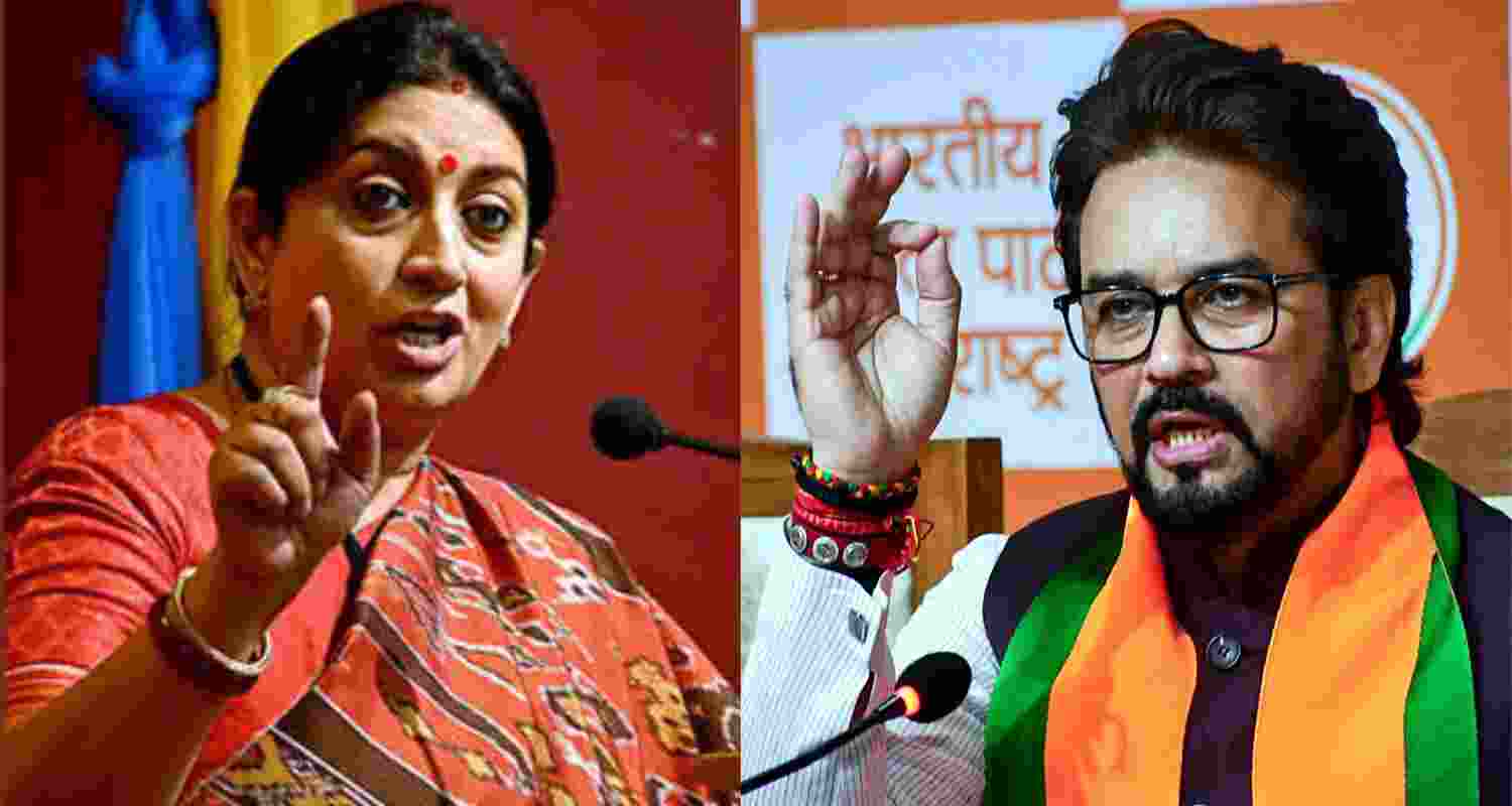 Former Union ministers Smriti Irani (left) and Anurag Thakur. Former Union ministers Smriti Irani (left) and Anurag Thakur.
