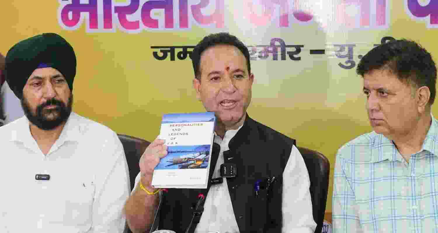 J&K BJP leaders during a press conference. J&K BJP leaders during a press conference.