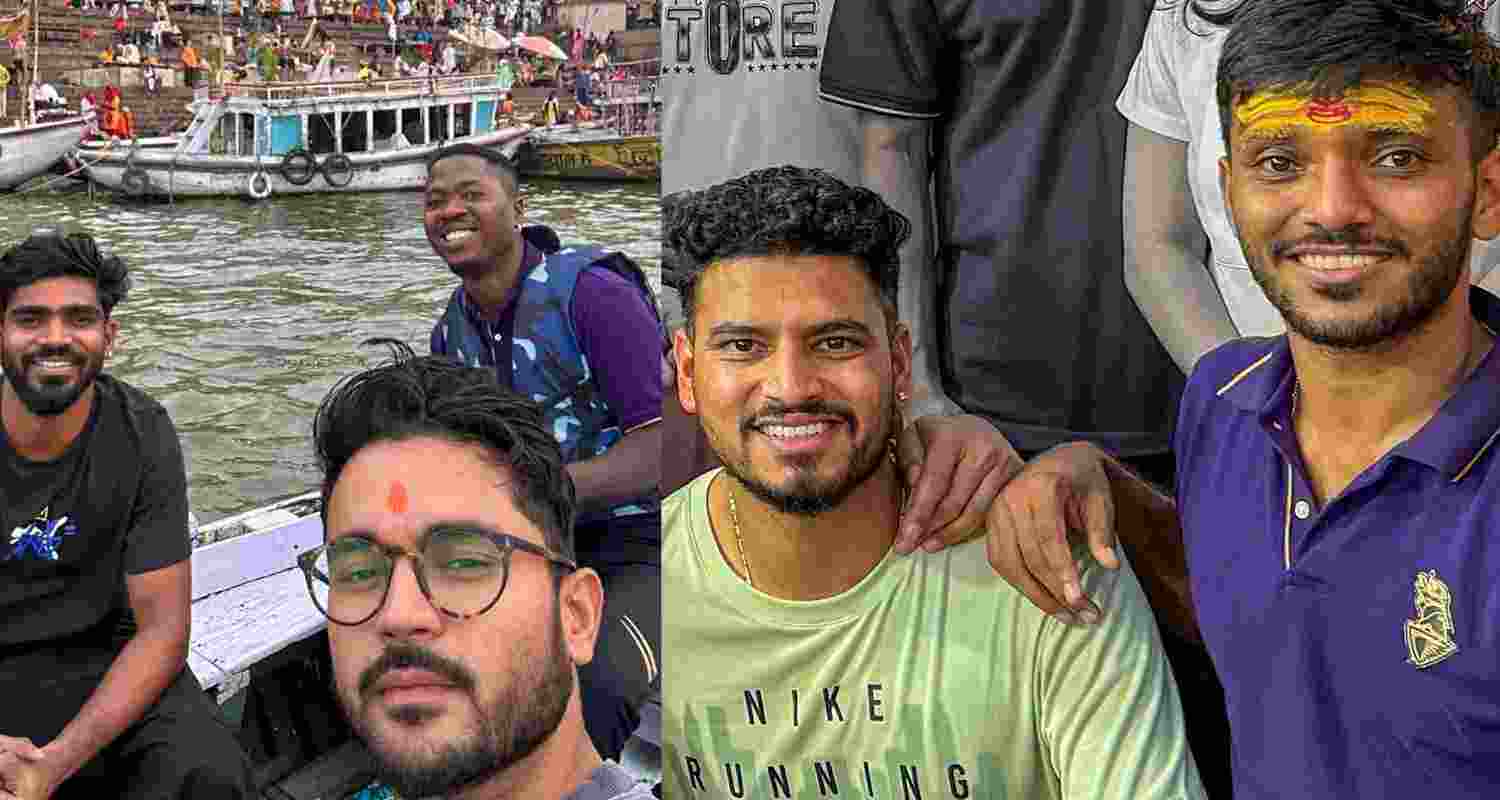 The KKR team explored Varanasi after the flight was delayed following bad weather. The KKR team explored Varanasi after the flight was delayed following bad weather.