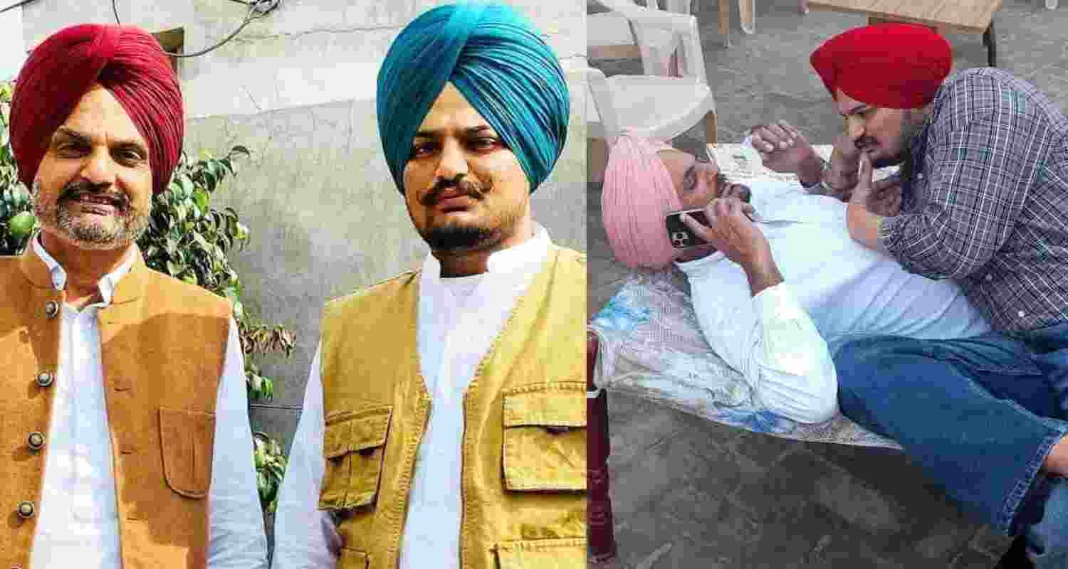 Late singer Sidhu Moosewala with his father Balkaur Singh. Late singer Sidhu Moosewala with his father Balkaur Singh.