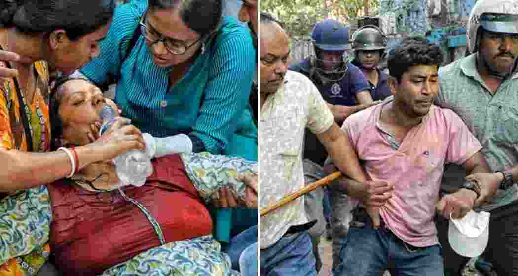 Protesting female teachers tend to a colleague who fainted during the demonstration. On the right, West Bengal Police escort a sacked teacher amid ongoing protests against mass job terminations. Protesting female teachers tend to a colleague who fainted during the demonstration. On the right, West Bengal Police escort a sacked teacher amid ongoing protests against mass job terminations.