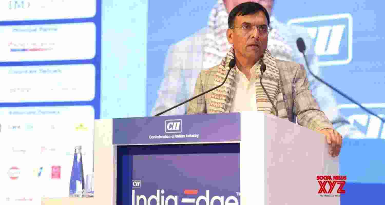 Union Labour and Employment Minister Mansukh Mandaviya speaking at CII IndiaEdge 2025 in New Delhi on Wednesday. Union Labour and Employment Minister Mansukh Mandaviya speaking at CII IndiaEdge 2025 in New Delhi on Wednesday.
