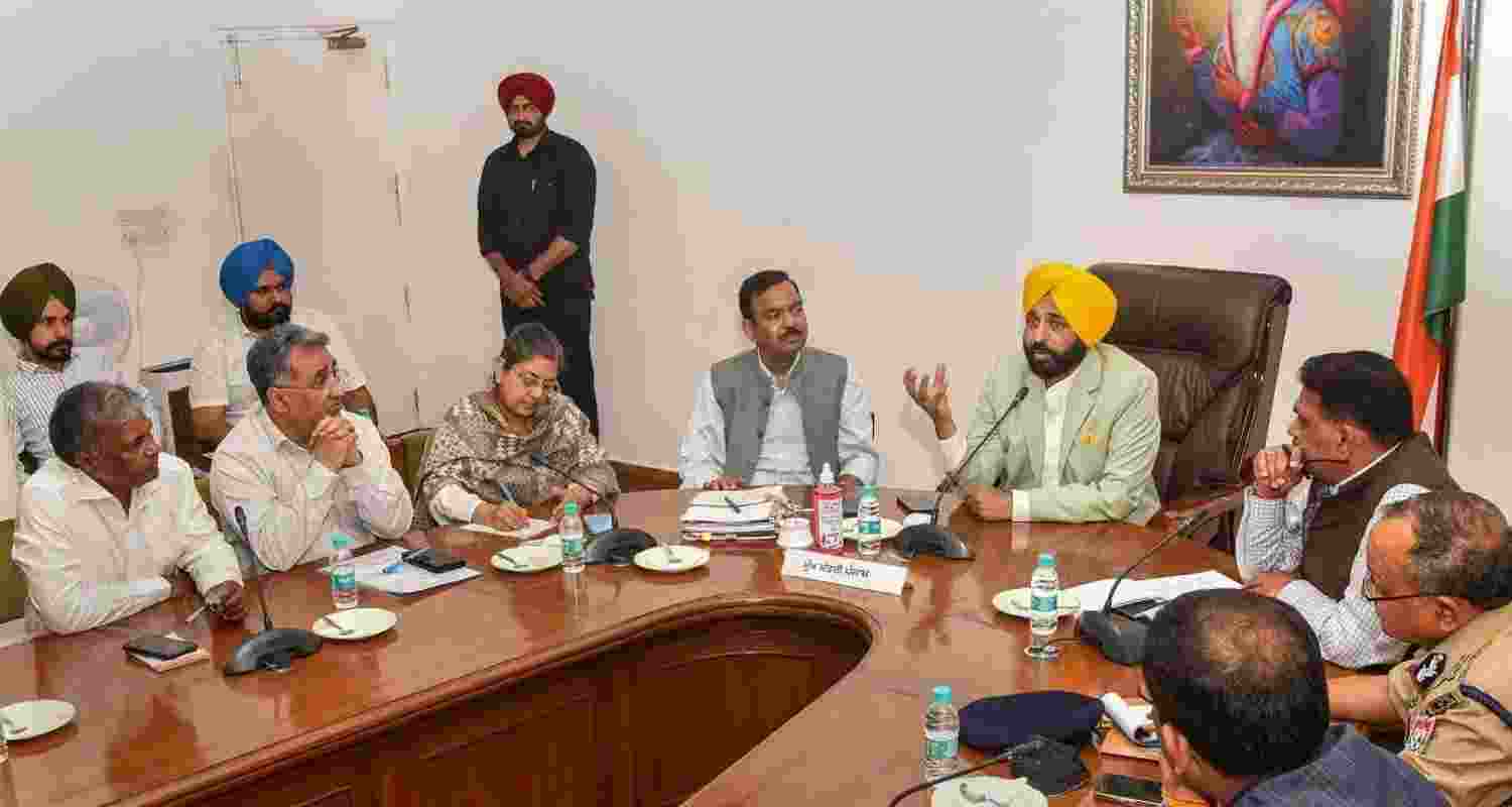 Punjab CM Bhagwant Mann during a cabinet meeting. File photo. Punjab CM Bhagwant Mann during a cabinet meeting. File photo.