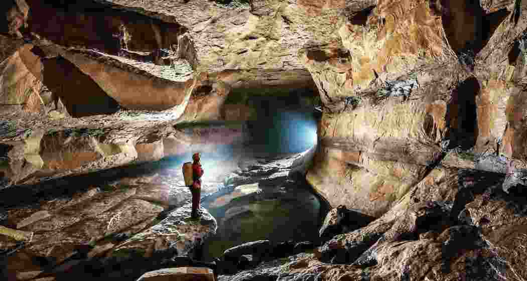 Inside Krem Puri, the longest sandstone cave in the world. (Image: Chris Howes) Inside Krem Puri, the longest sandstone cave in the world. (Image: Chris Howes)