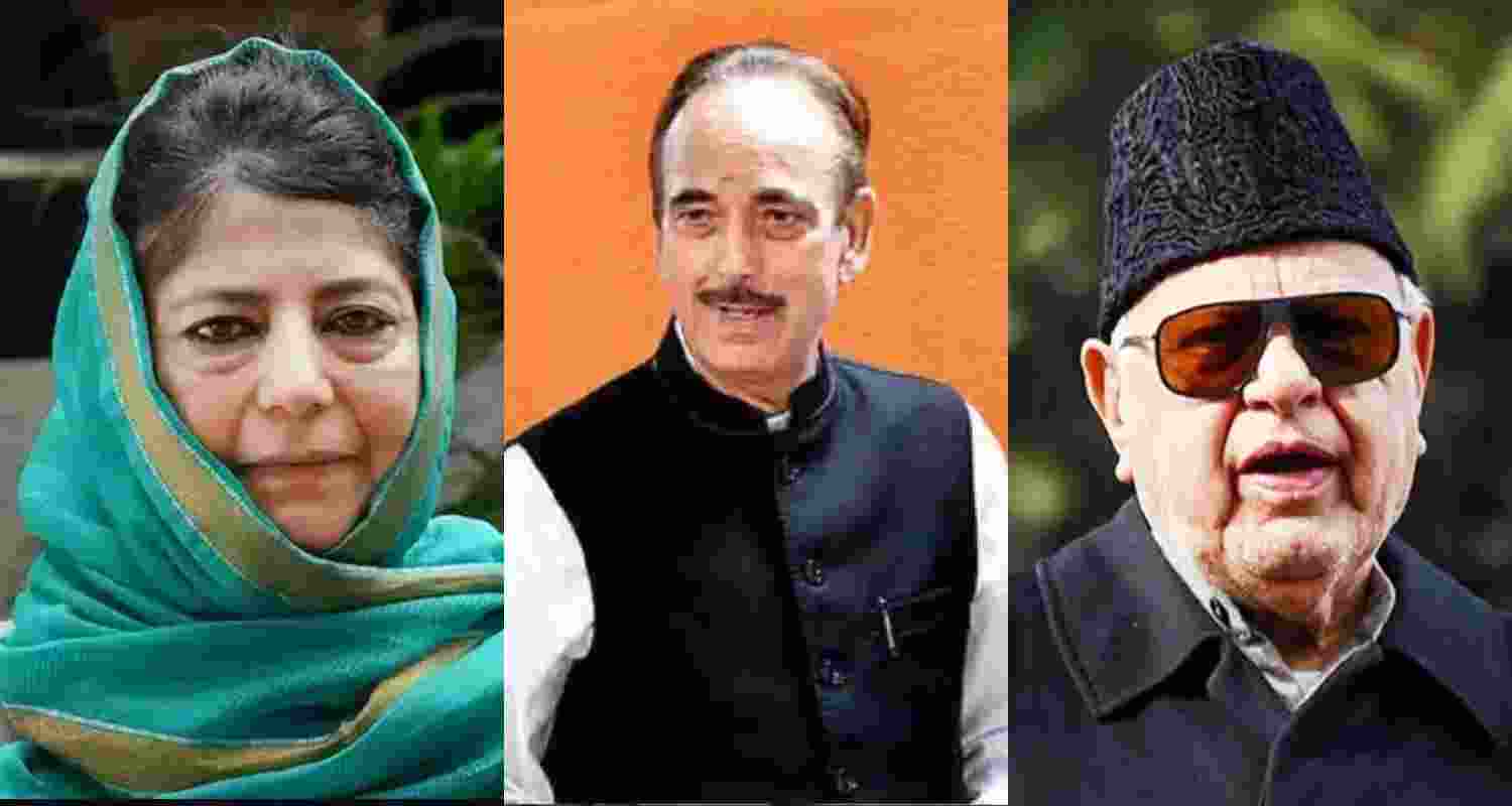 Mehbooba Mufti is firm on her resolve to not contest until state status is restored in J&K and Abrogation of Article 370 is revoked. Ghulam Nabi Azad is concerned about the state of his party and both he and Farooq Abdullah, it's being claimed, might be unwilling to step into the poll arena because of health reasons. Mehbooba Mufti is firm on her resolve to not contest until state status is restored in J&K and Abrogation of Article 370 is revoked. Ghulam Nabi Azad is concerned about the state of his party and both he and Farooq Abdullah, it's being claimed, might be unwilling to step into the poll arena because of health reasons.