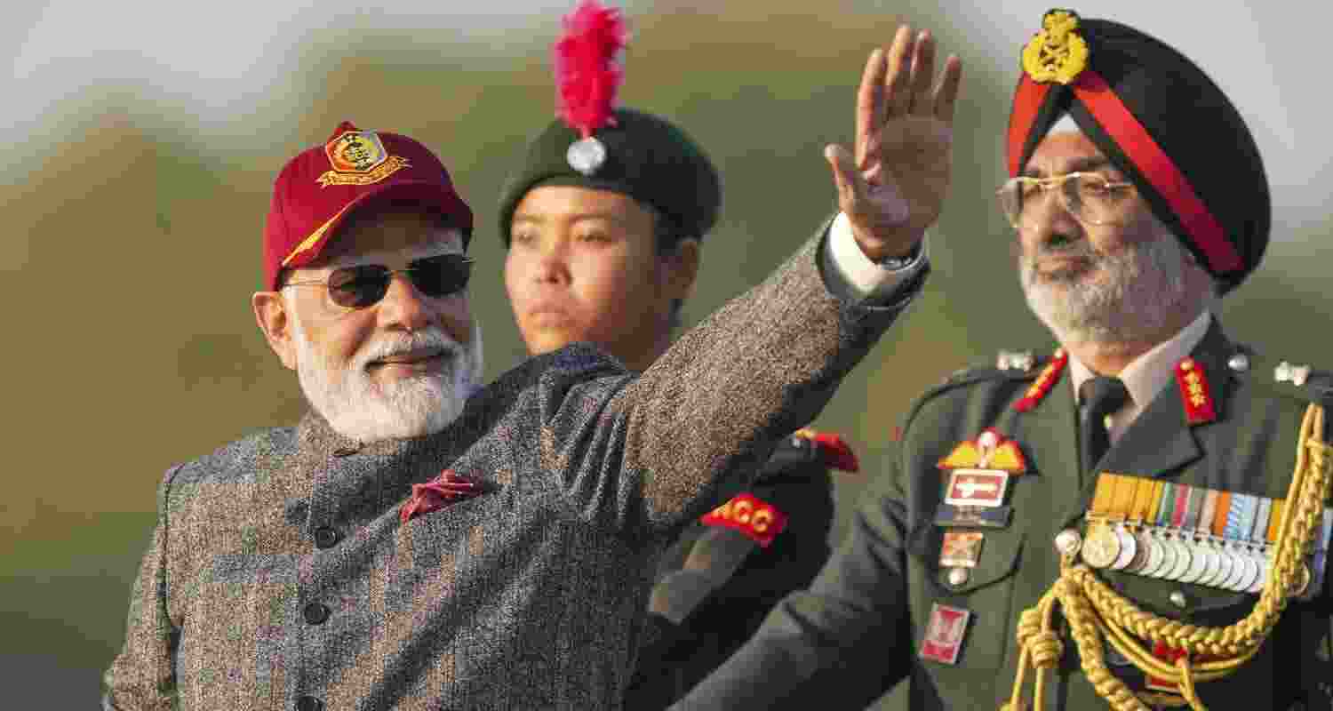 PM Modi waves to the audience at the NCC PM Rally in New Delhi, Monday. PM Modi waves to the audience at the NCC PM Rally in New Delhi, Monday.