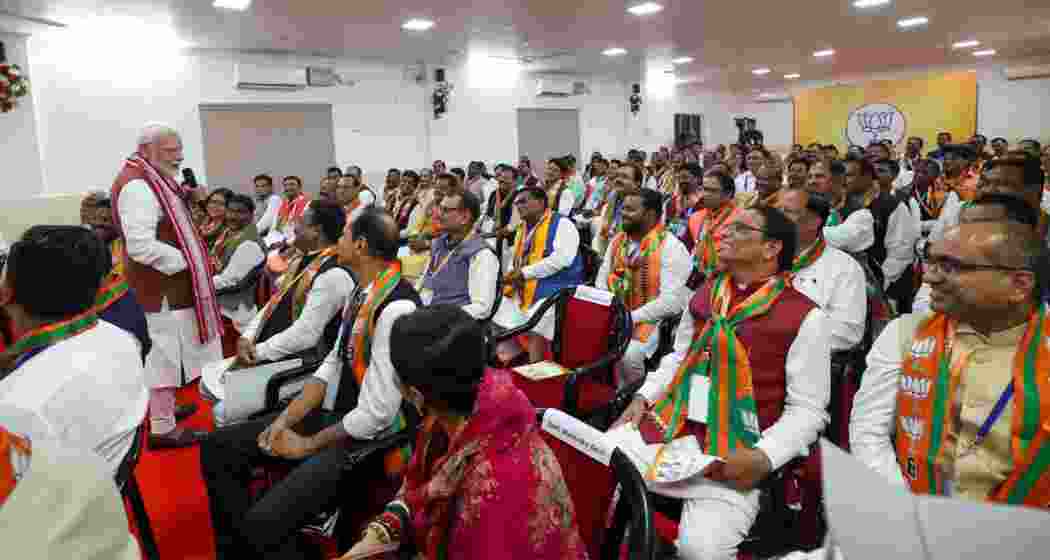 Prime Minister Narendra Modi addresses BJP workers in Odisha's Bhubaneswar. Prime Minister Narendra Modi addresses BJP workers in Odisha's Bhubaneswar.