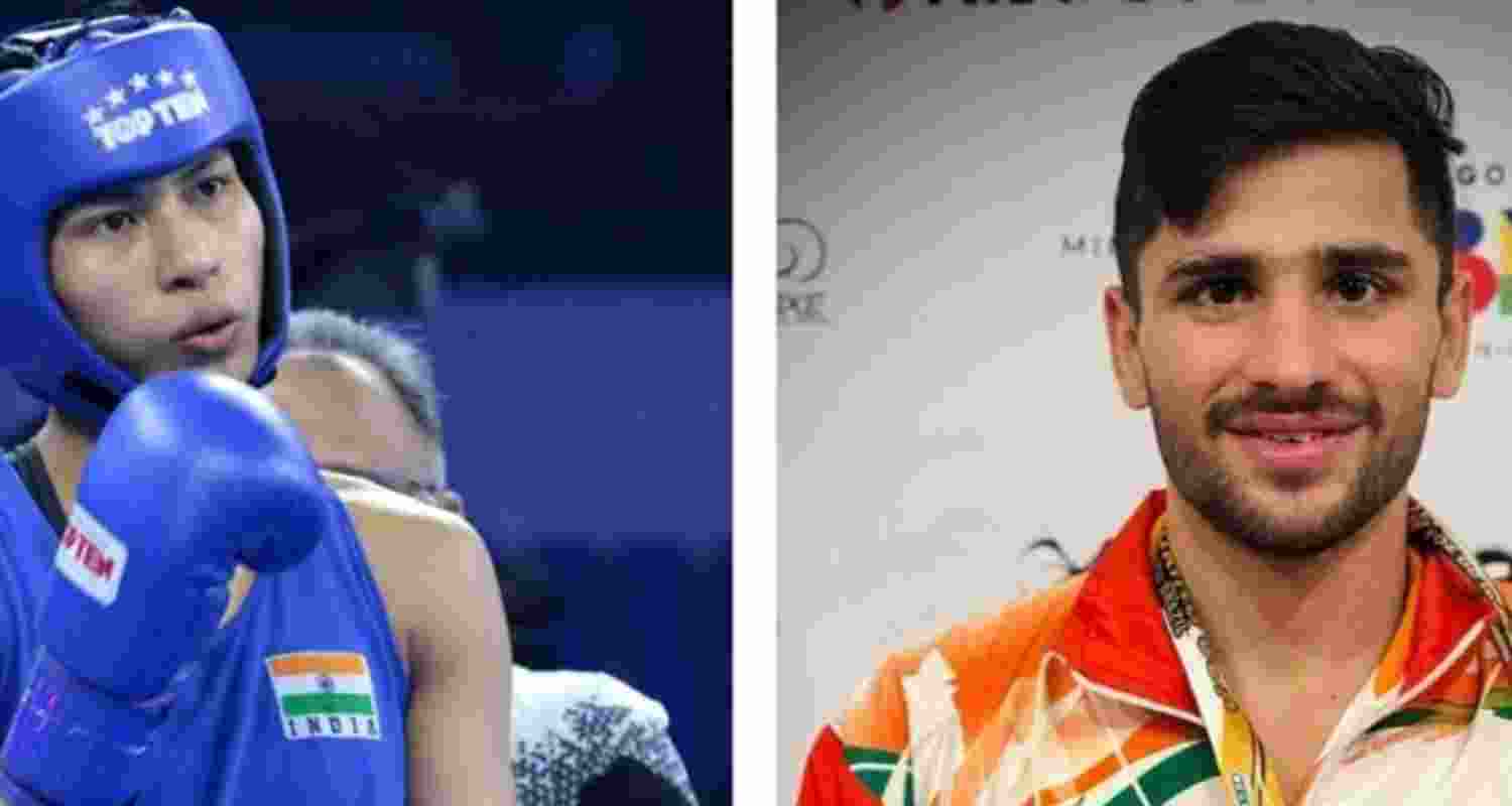 Lovlina Borgohain and (right) Sachin Siwach. Lovlina Borgohain and (right) Sachin Siwach.