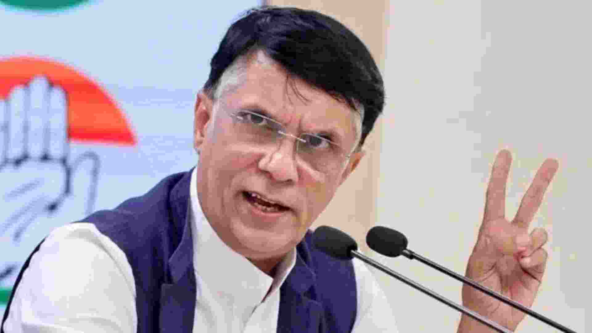 Congress leader Pawan Khera addressing a press conference in New Delhi on Tuesday. Congress leader Pawan Khera addressing a press conference in New Delhi on Tuesday.