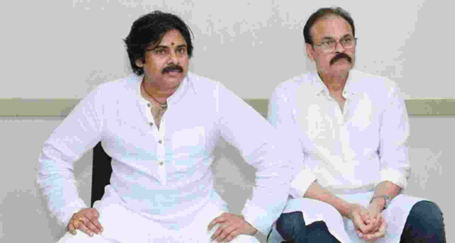 Pawan Kalyan with his elder brother Konidela Nagababu. Image via X. Pawan Kalyan with his elder brother Konidela Nagababu. Image via X.