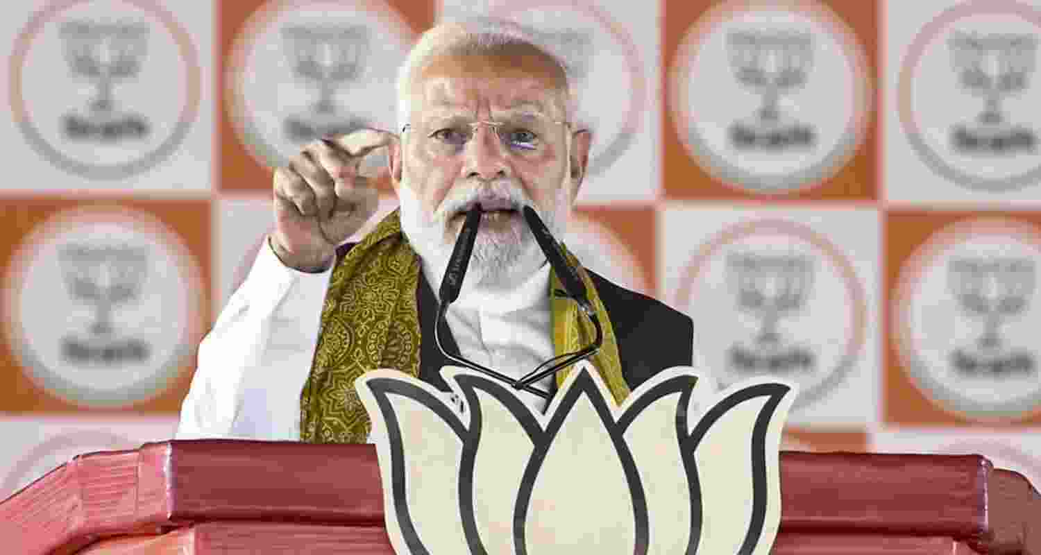 Prime Minister Narendra Modi speaks during a public meeting ahead of the West Bengal Assembly elections, in Haldia, West Bengal. Prime Minister Narendra Modi speaks during a public meeting ahead of the West Bengal Assembly elections, in Haldia, West Bengal.