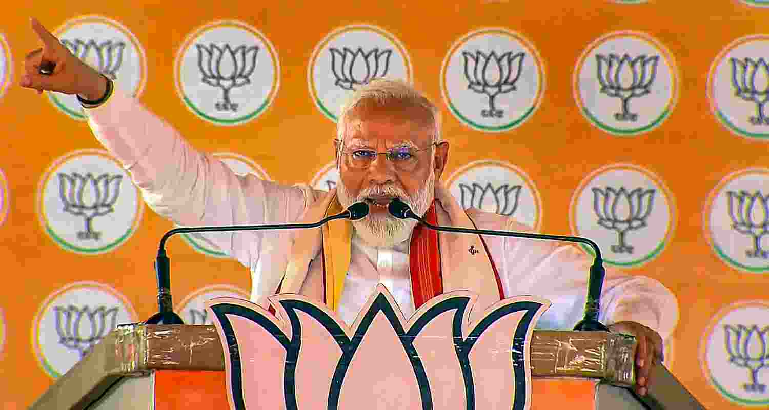 Prime Minister Narendra Modi at a public meeting ahead of Lok Sabha polls in Nabarangpur. Prime Minister Narendra Modi at a public meeting ahead of Lok Sabha polls in Nabarangpur.