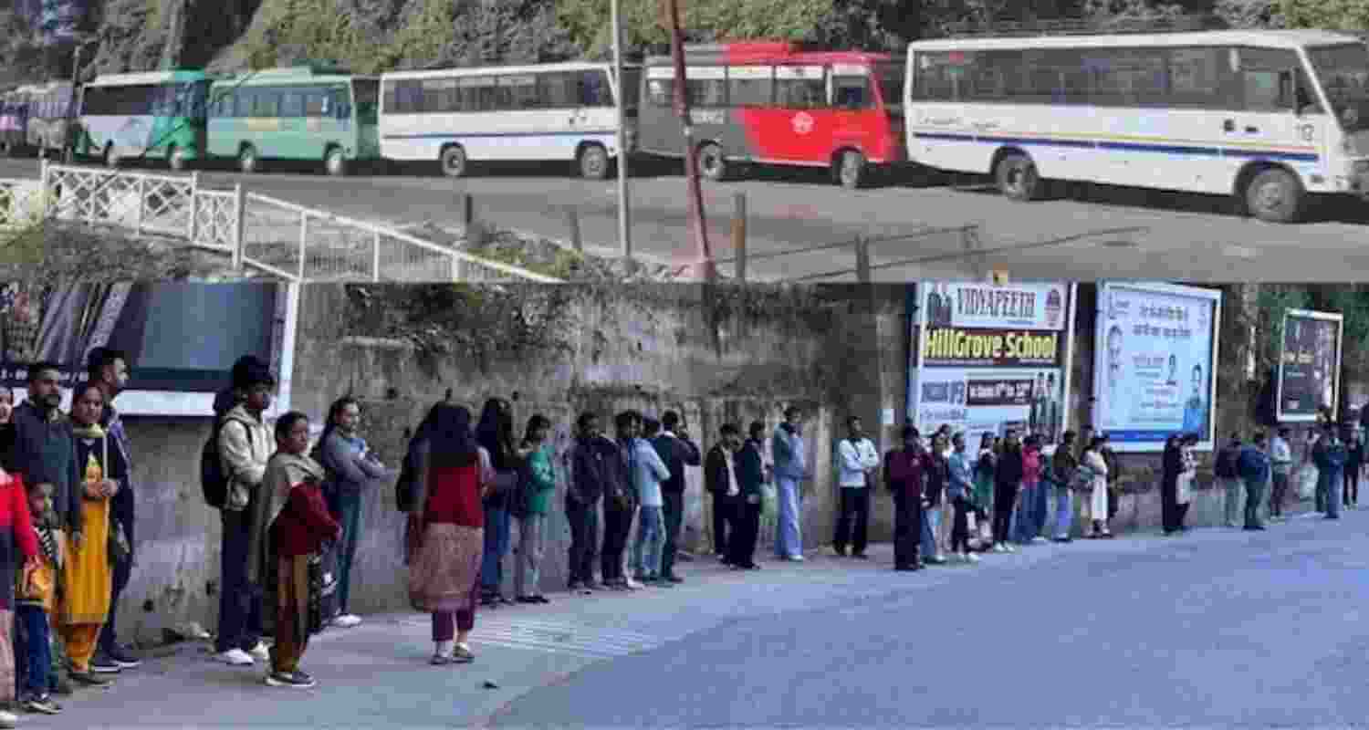 Private bus operators go on an indefinite strike in Shimla on Monday. Private bus operators go on an indefinite strike in Shimla on Monday.