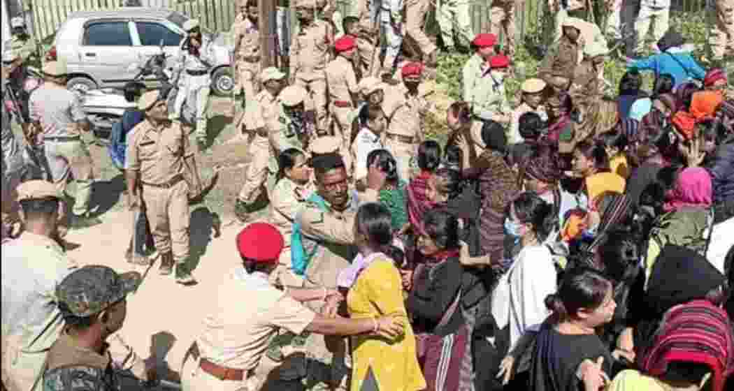 Police clash with protesters at Silchar Medical College, Assam, during a standoff over the handling of bodies from Manipur encounter victims, escalating tensions on Saturday. Police clash with protesters at Silchar Medical College, Assam, during a standoff over the handling of bodies from Manipur encounter victims, escalating tensions on Saturday.
