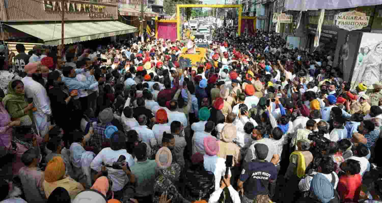 Punjab Chief Minister Bhagwant Mann during his ‘Shukrana Yatra’. Punjab Chief Minister Bhagwant Mann during his ‘Shukrana Yatra’.