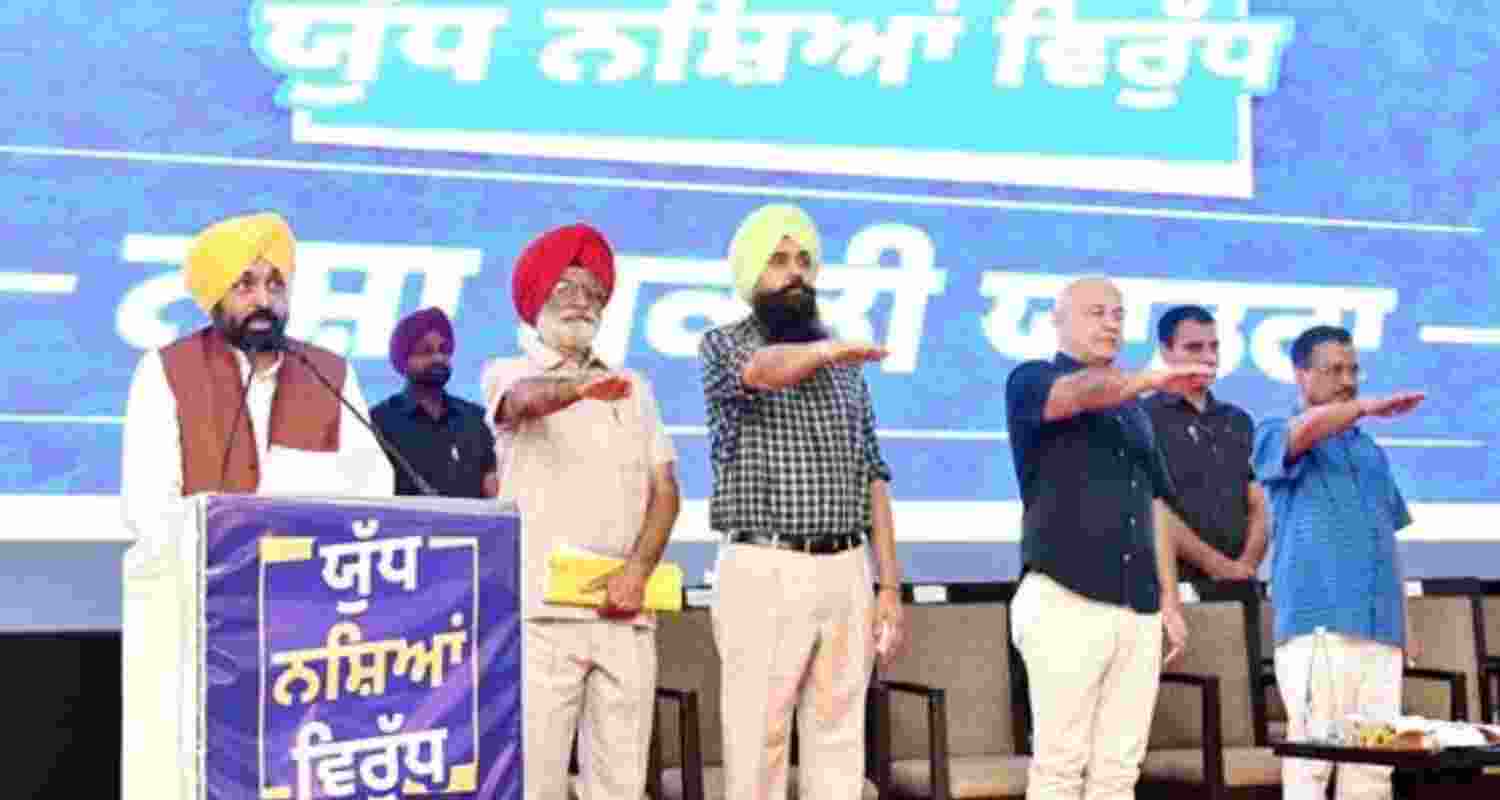 Punjab Chief Minister Bhagwant Mann during the launch of the campaign Yudh Nasheyan Virudh. Punjab Chief Minister Bhagwant Mann during the launch of the campaign Yudh Nasheyan Virudh.