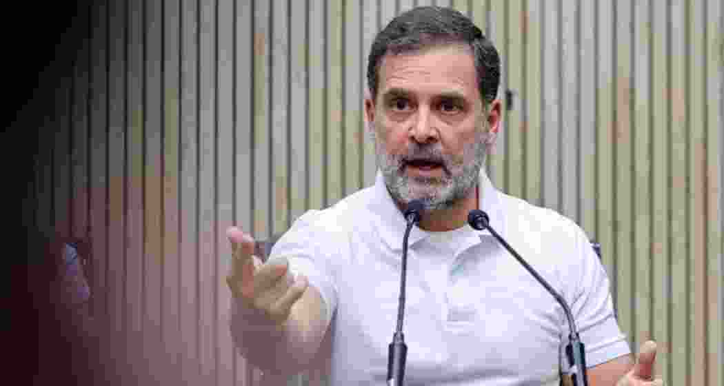 A file photo of Rahul Gandhi addressing workers and supporters. A file photo of Rahul Gandhi addressing workers and supporters.