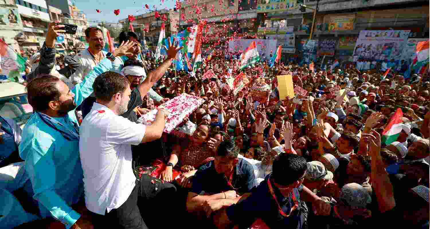 Picture of Rahul Gandhi with supporters during the Bharat Jodo Nyay Yatra, in Dahod, Gujarat. Picture of Rahul Gandhi with supporters during the Bharat Jodo Nyay Yatra, in Dahod, Gujarat.