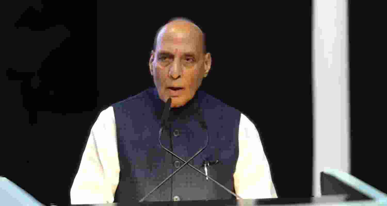 Defence Minister Rajnath Singh speaks at UN TCC meet in New Delhi. Defence Minister Rajnath Singh speaks at UN TCC meet in New Delhi.