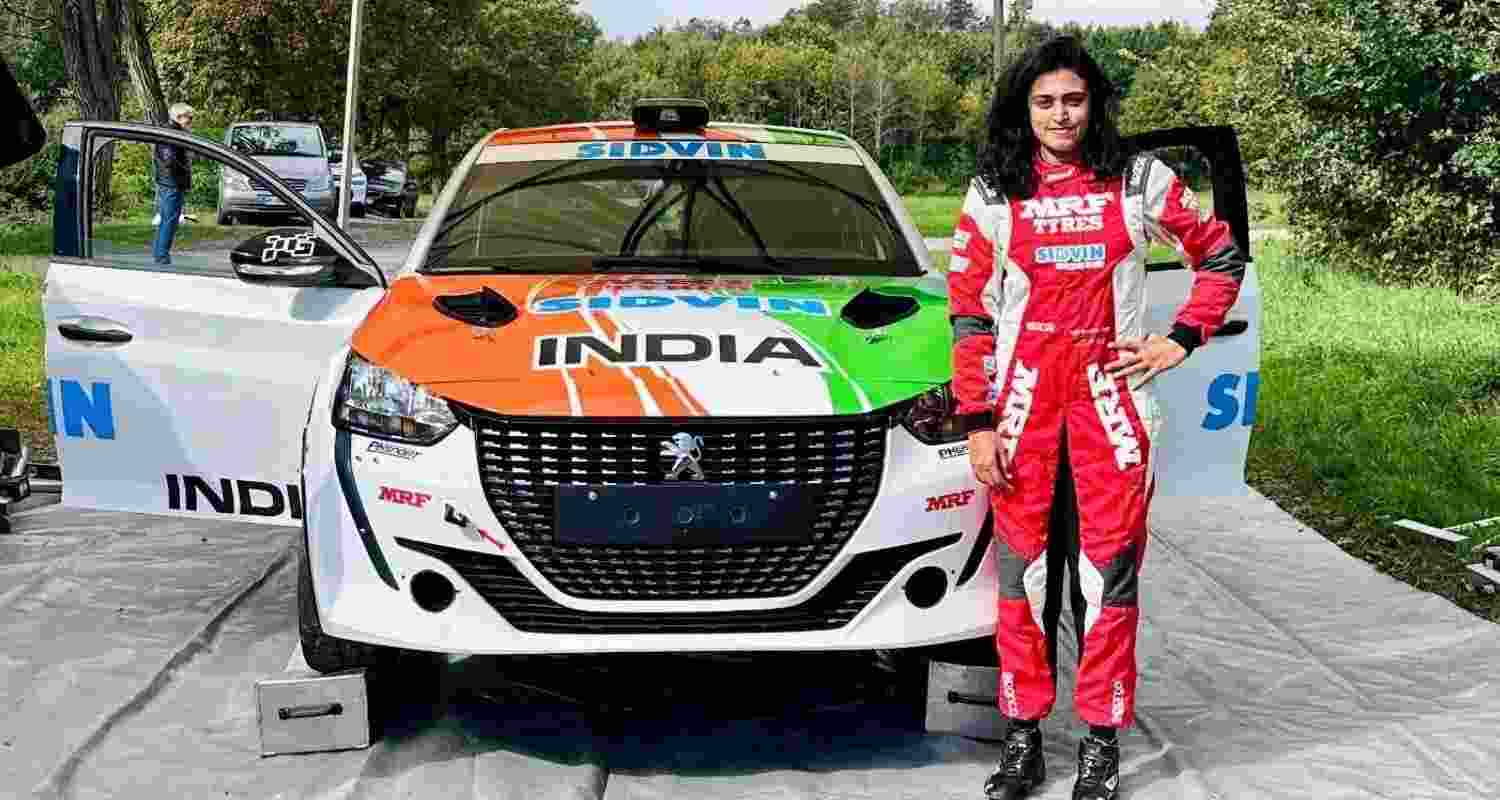 Pragathi Gowda stands next to her vehicle in Alsace, France. Pragathi Gowda stands next to her vehicle in Alsace, France.