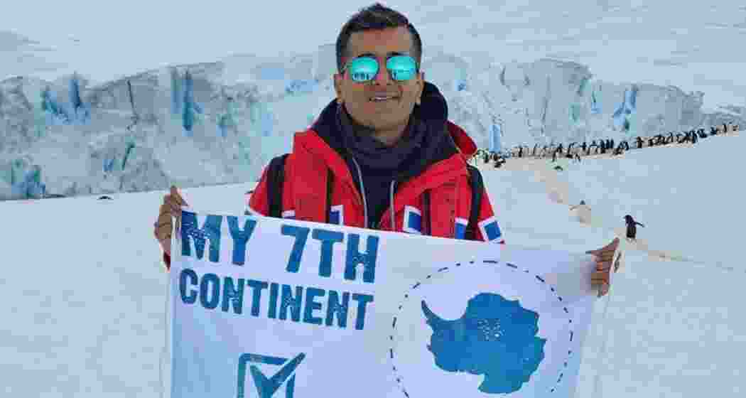 Explorer Ram Gopal Kothari at the South Pole during previous expedition. Explorer Ram Gopal Kothari at the South Pole during previous expedition.