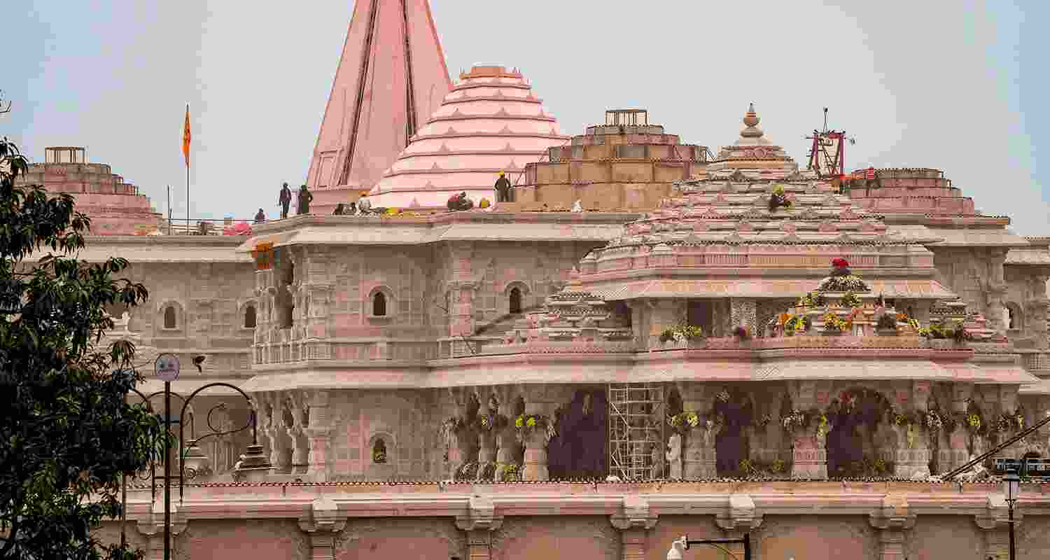 Billionaire Mukesh Ambani and his family as well as Bollywood superstar Amitabh Bachchan Ram temple consecration Billionaire Mukesh Ambani and his family as well as Bollywood superstar Amitabh Bachchan Ram temple consecration