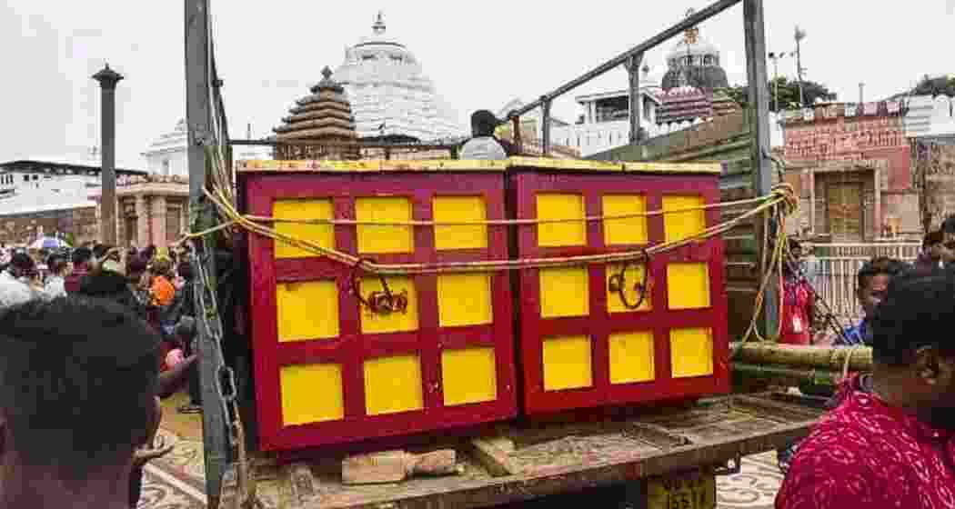 New special (brass) boxes are are being carried for the reopening of the temple's 'Ratna Bhandar' after 46 years in June this year. New special (brass) boxes are are being carried for the reopening of the temple's 'Ratna Bhandar' after 46 years in June this year.