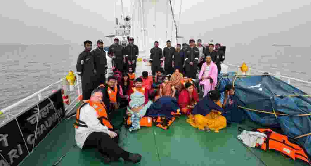 Rescued passengers are brought to safety after a Navy speed boat collided with the Neel Kamal ferry off the Mumbai coast. Thirteen people died in the tragic incident, with 99 survivors rescued. Rescued passengers are brought to safety after a Navy speed boat collided with the Neel Kamal ferry off the Mumbai coast. Thirteen people died in the tragic incident, with 99 survivors rescued.