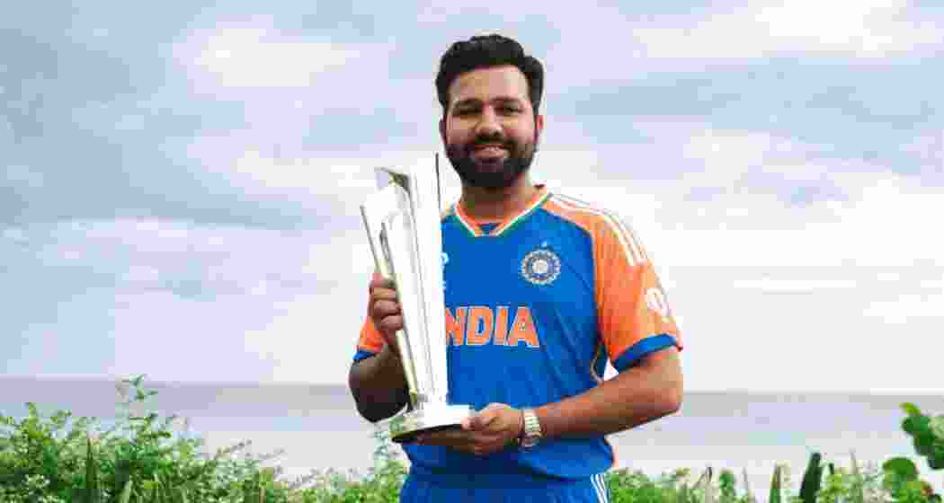Indian men's cricket captain Rohit Sharma with the ICC T20 WC trophy in Barbados, West Indies. File photo. Indian men's cricket captain Rohit Sharma with the ICC T20 WC trophy in Barbados, West Indies. File photo.